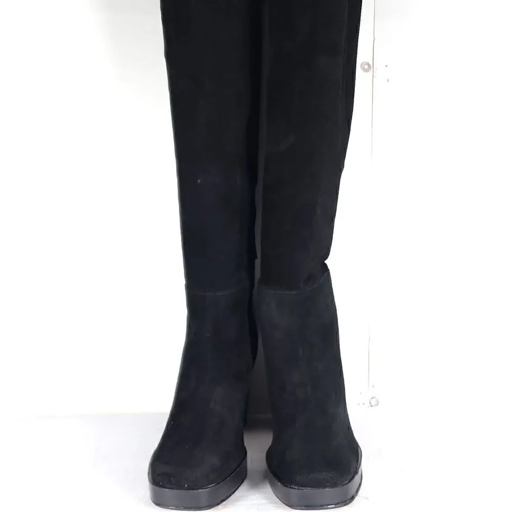 Free People Women's Echo US6-6,5 EU37 Black Suede Platform Over The Knee Boots